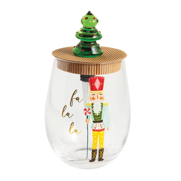 Tree Nutcracker Wine Glass & Stopper